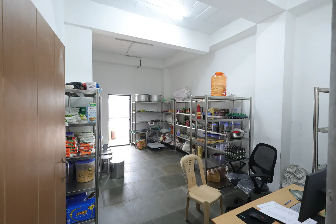 The dry store beside the kitchen at Sree Raaga Resorts