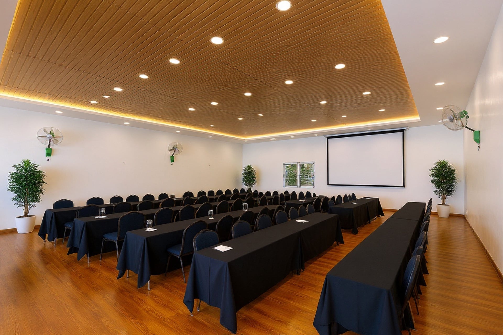 The conference hall dressed for a corporate session